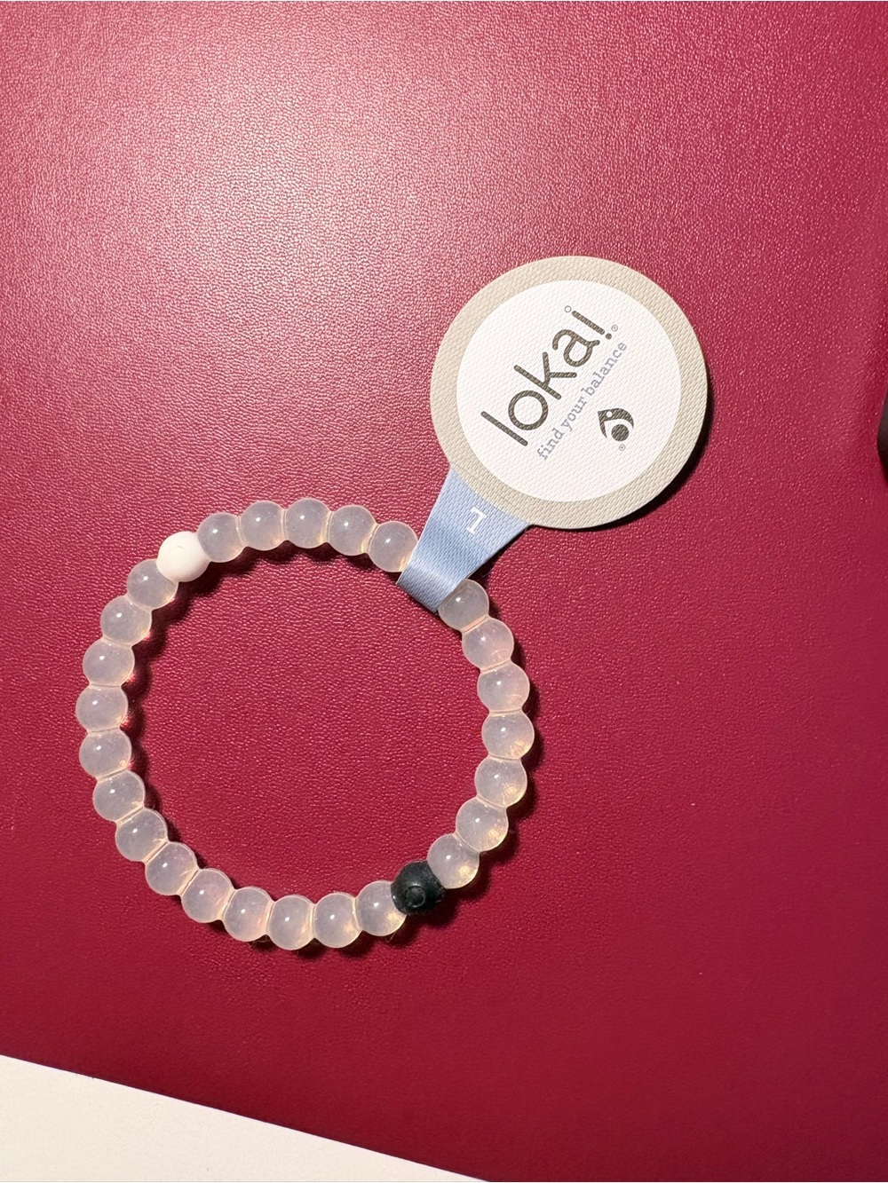 Lokai Classic White Bracelet with Black/White Balance Beads
